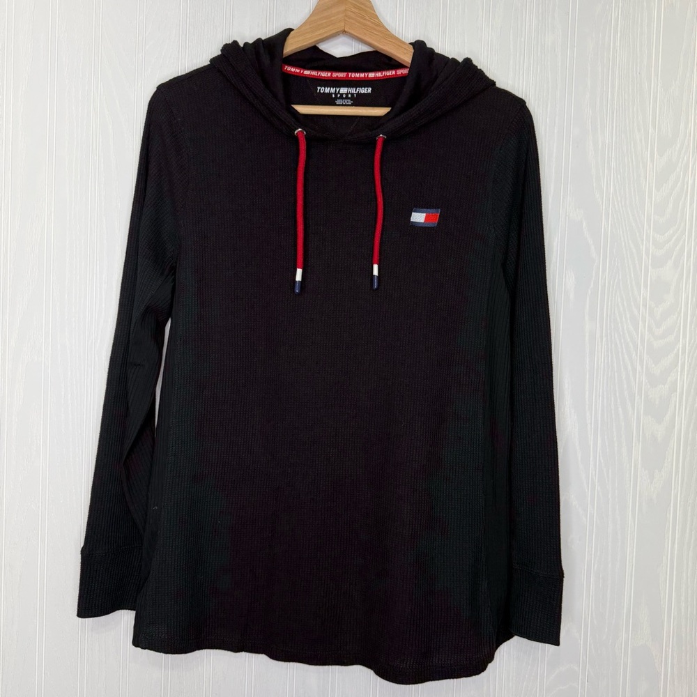 Tommy Hilfiger Sport black thermal hooded shirt size XL